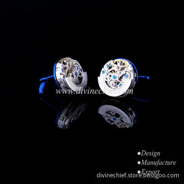 High Quality Automatic Movement Cufflinks Stainless Steel Men Steampunk Cufflinks